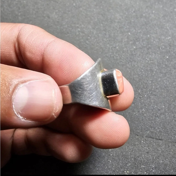 Taxco Mexico Sterling Silver 925 Pink Coral Statement Ring Size 5 Adjustable - Picture 4 of 9